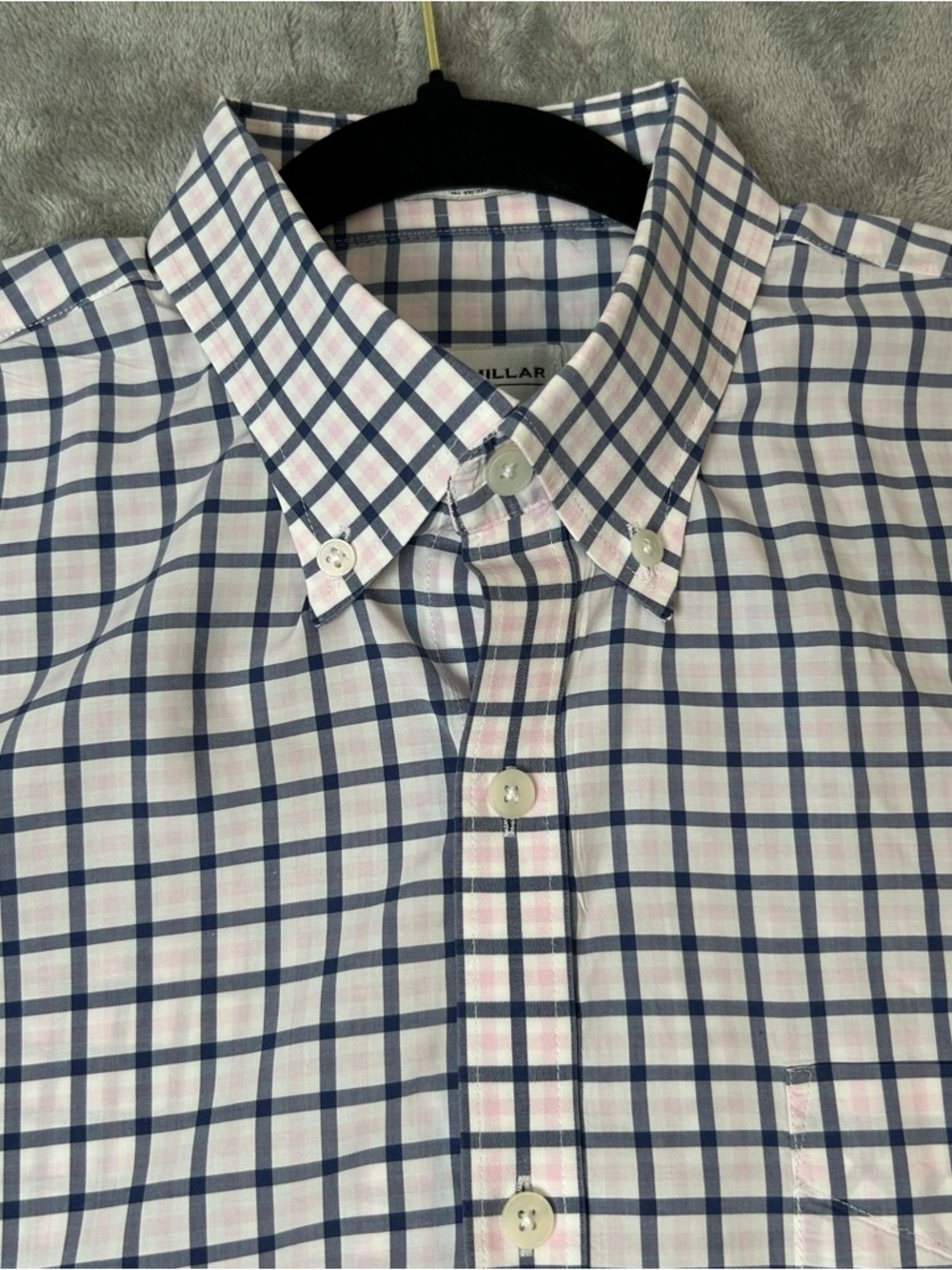 Peter Millar Mens White Plaid Long Sleeve Button Up Shirt 100% Cotton Size Large